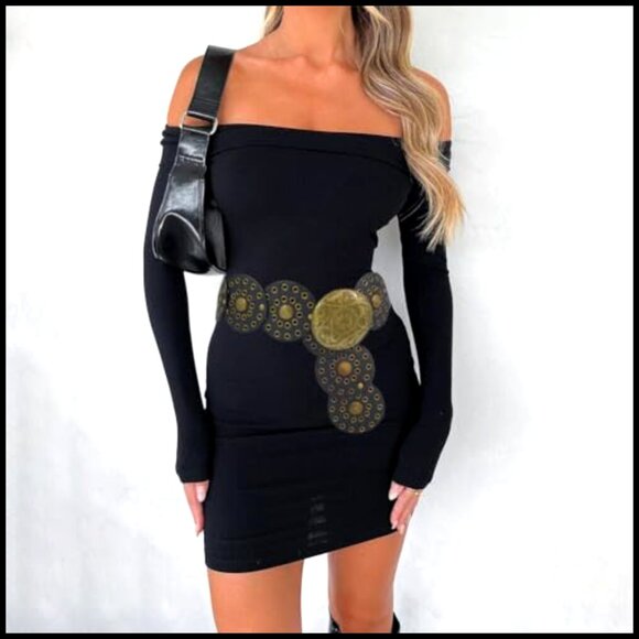 Wide Disc Belt Western Boho Concho PU Leather Adjustable Waist Belt main image 6